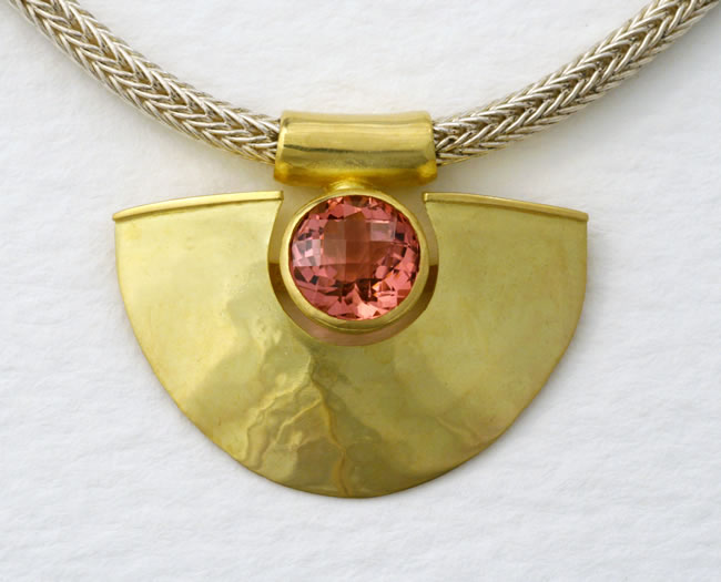Munich muse necklace with Pink Tourmaline and heavy silver Fox chain